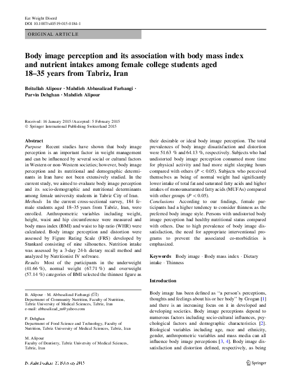 (PDF) Body image perception and its association with body mass index ...