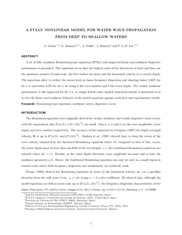 (PDF) Fully Nonlinear Model for Water Wave Propagation from Deep to ...
