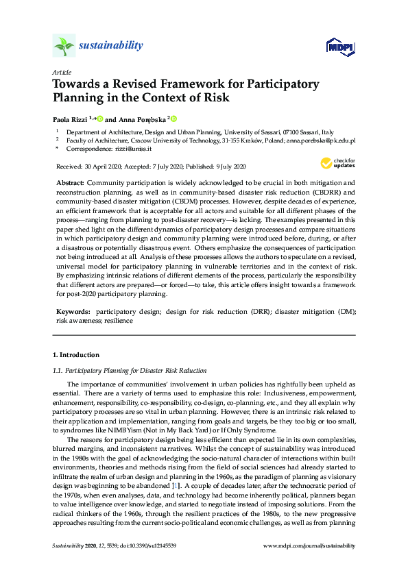(PDF) Towards a Revised Framework for Participatory Planning in the ...