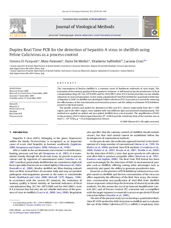 (PDF) Duplex Real Time PCR for the detection of hepatitis A virus in ...