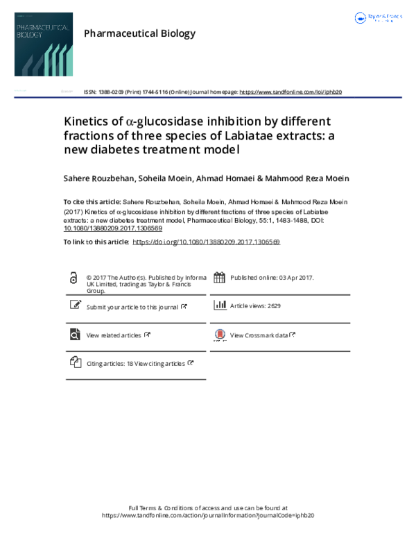 (PDF) Kinetics of α-glucosidase inhibition by different fractions of ...