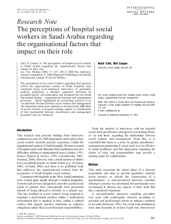 (PDF) The perceptions of hospital social workers in Saudi Arabia ...