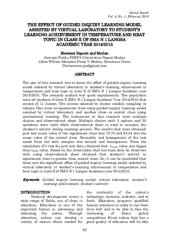 (PDF) The Effect of Guided Inquiry Learning Model Assisted by Virtual ...