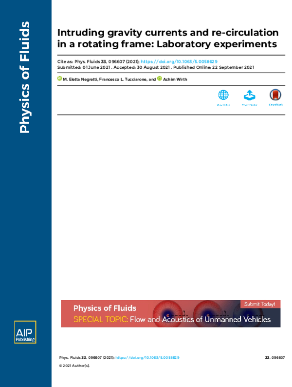 (PDF) Intruding gravity currents and re-circulation in a rotating frame ...