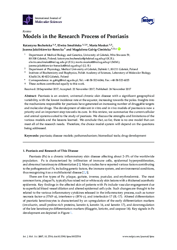 (PDF) Models in the Research Process of Psoriasis