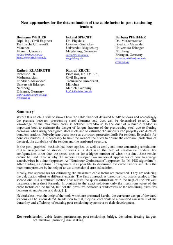 (PDF) New approaches for the determination of the cable factor in post ...