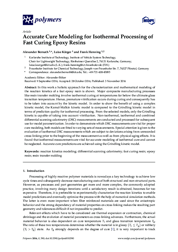 (PDF) Accurate Cure Modeling for Isothermal Processing of Fast Curing ...