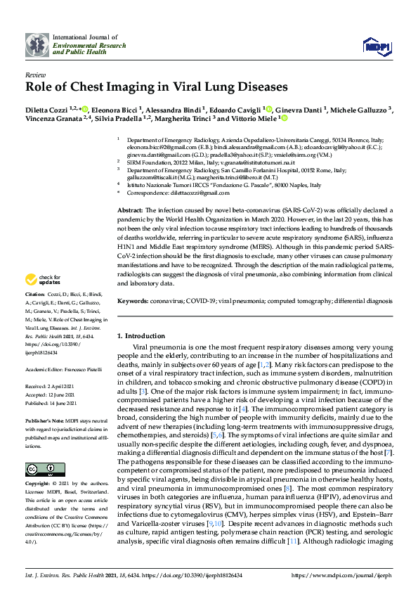 (PDF) Role of Chest Imaging in Viral Lung Diseases