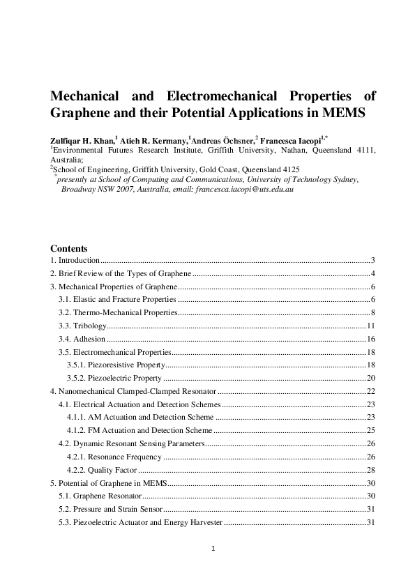 (PDF) Mechanical and electromechanical properties of graphene and their ...