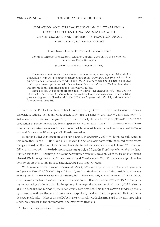 (PDF) Isolation and Characterization of Covalently Closed Circular Dna ...