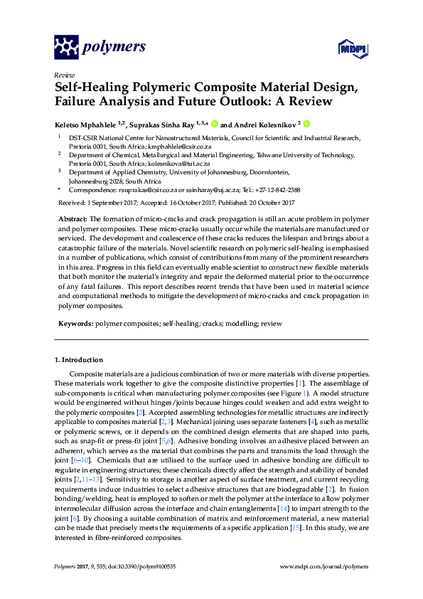 (PDF) Self-Healing Polymeric Composite Material Design, Failure ...