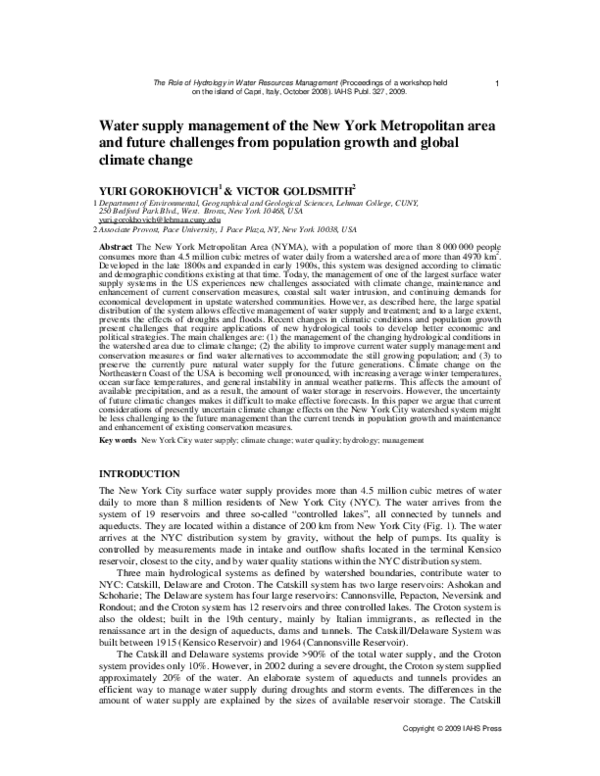 (PDF) Water supply management of the New York Metropolitan area and ...