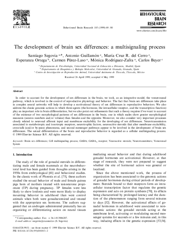 (PDF) The Development of Brain Sex Differences: a Multisignaling Process