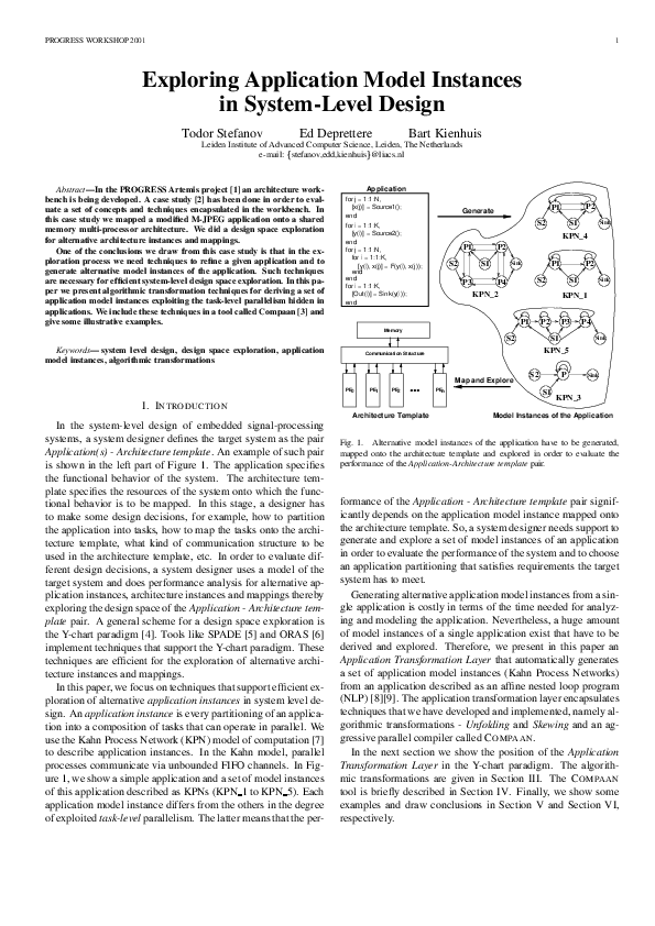 (PDF) Exploring Application Model Instances in System-Level Design
