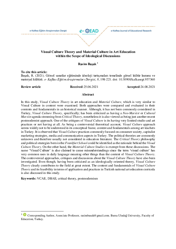 (PDF) Visual Culture Theory and Material Culture in Art Education ...