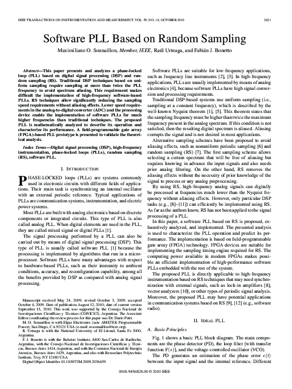 (PDF) Software PLL Based on Random Sampling Maximiliano Sonnaillon