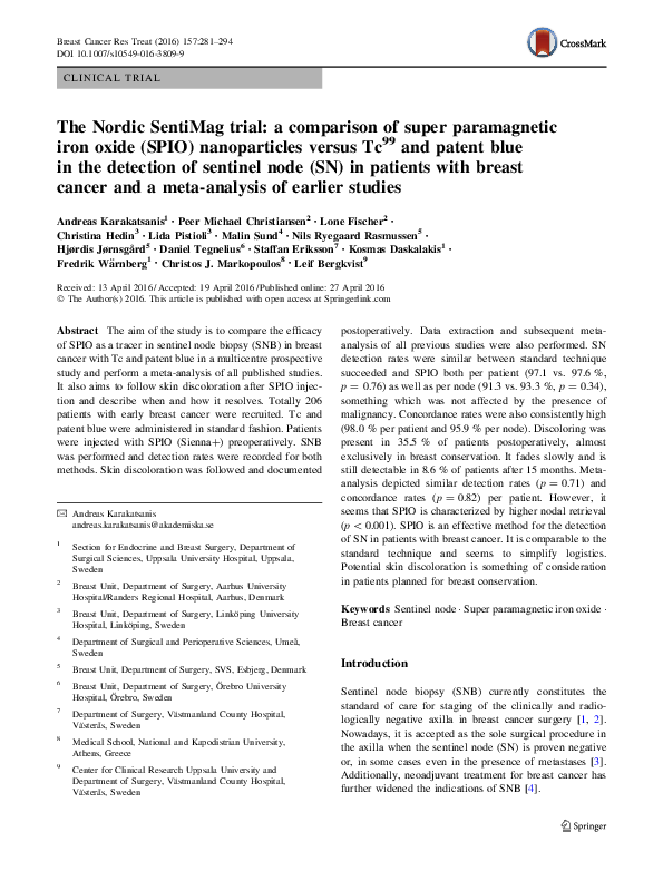 (PDF) The Nordic SentiMag trial: a comparison of super paramagnetic ...