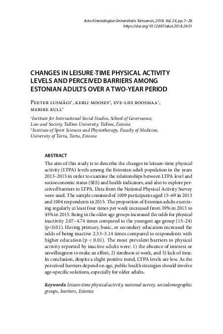 (PDF) Changes in leisure-time physical activity levels and perceived ...