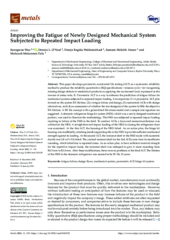 (PDF) Improving the Fatigue of Newly Designed Mechanical System ...