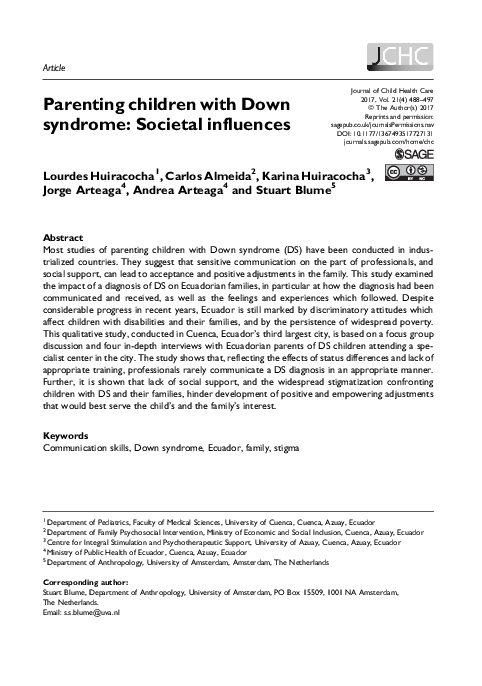 (PDF) Parenting children with Down syndrome: Societal influences