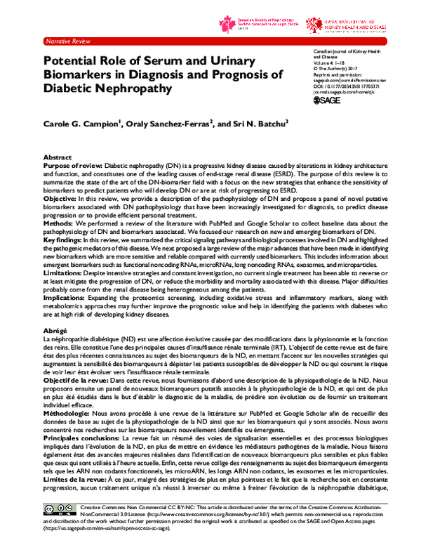 (PDF) Potential Role of Serum and Urinary Biomarkers in Diagnosis and ...
