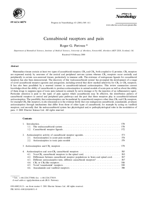(PDF) Cannabinoid receptors and pain