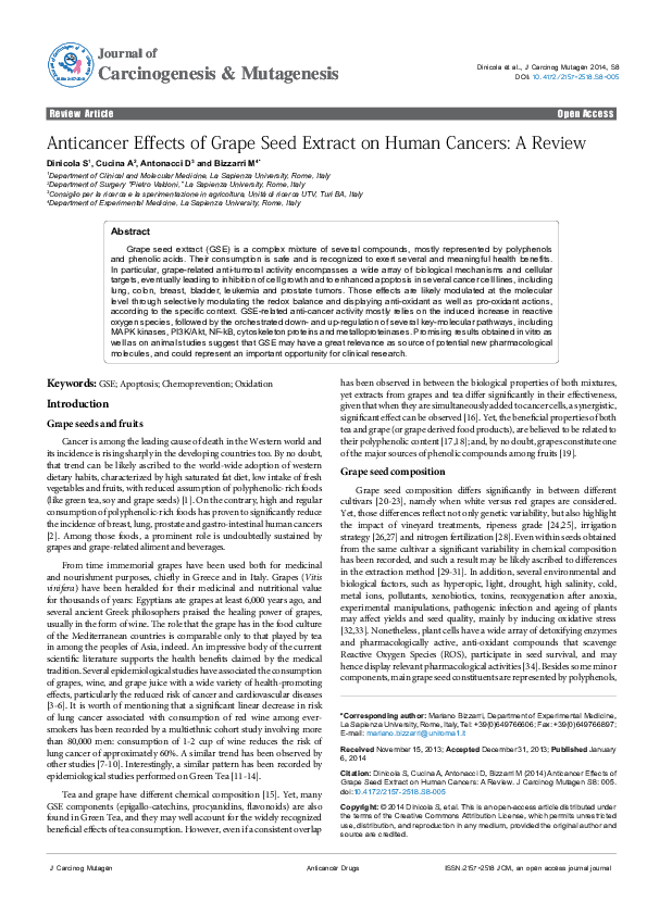 (PDF) Anticancer Effects of Grape Seed Extract on Human Cancers A