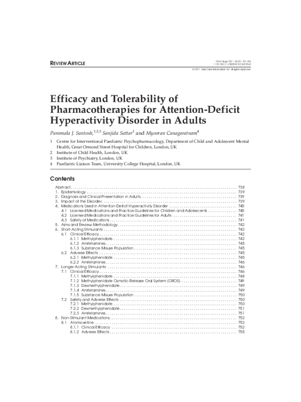 (PDF) Efficacy and Tolerability of Pharmacotherapies for Attention ...