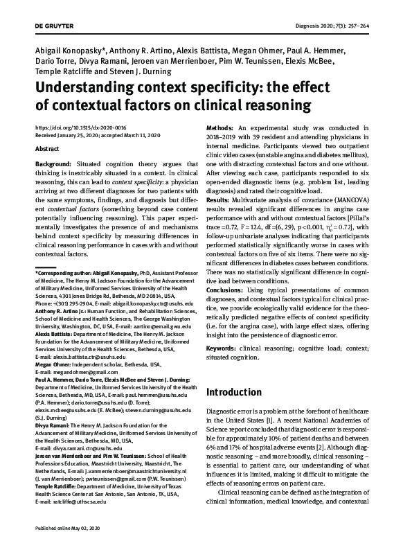 (PDF) Understanding context specificity: the effect of contextual ...