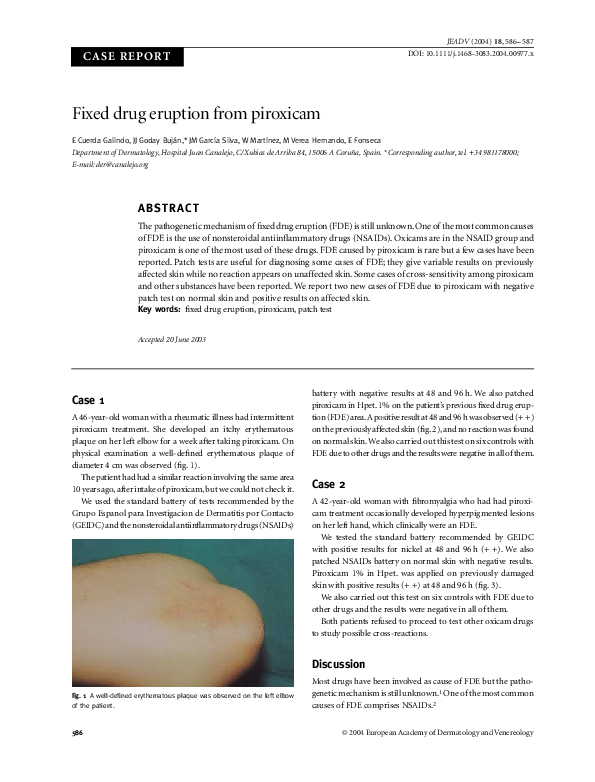 (PDF) Fixed drug eruption from piroxicam Eduardo Fonseca Academia.edu