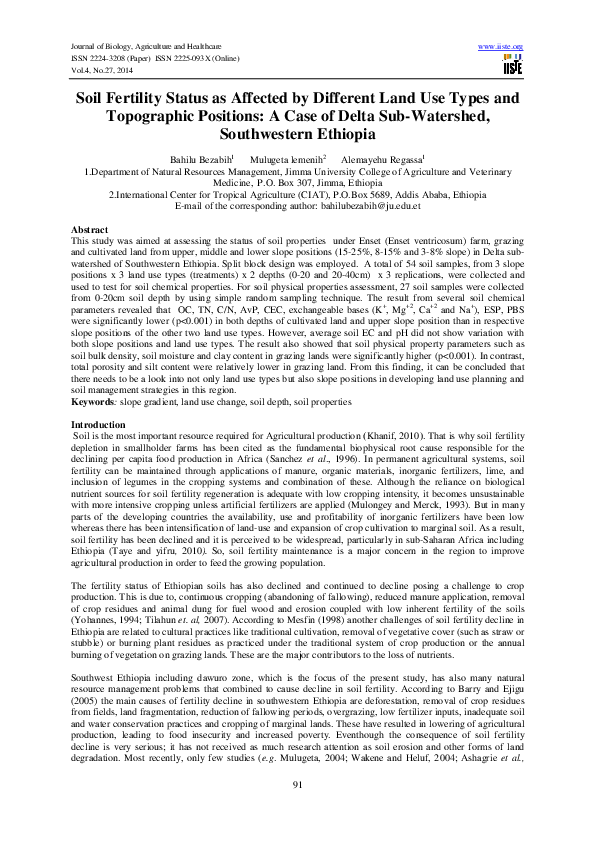 (PDF) Soil Fertility Status as Affected by Different Land Use Types and ...