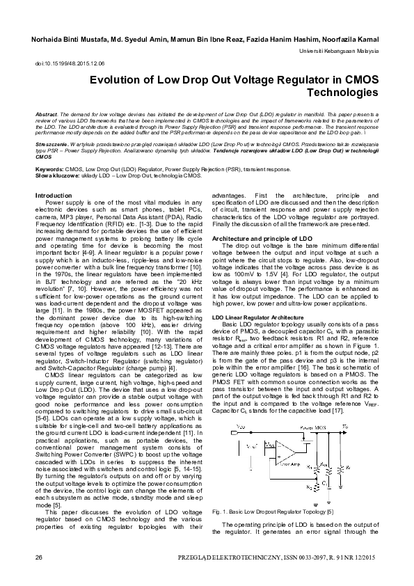 (PDF) Evolution of Low Drop Out Voltage Regulator in CMOS Technologies