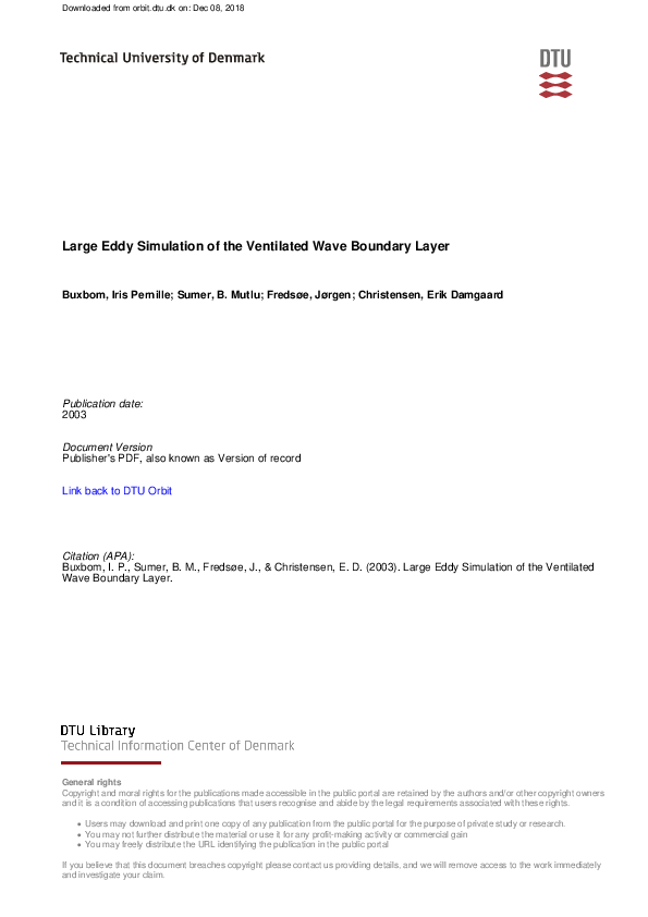 (PDF) Large eddy simulation of the ventilated wave boundary layer