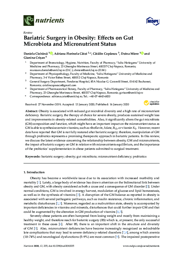 (PDF) Bariatric Surgery in Obesity: Effects on Gut Microbiota and ...
