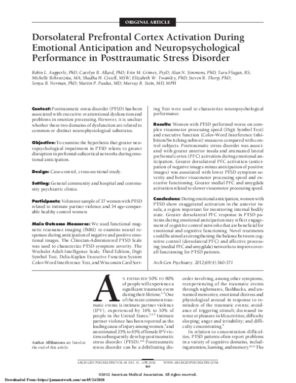 (PDF) Dorsolateral Prefrontal Cortex Activation During Emotional ...