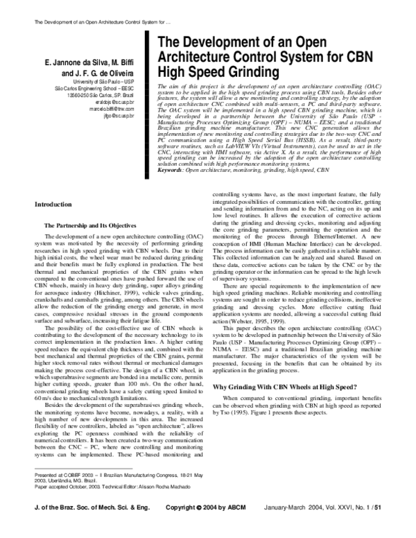 (PDF) The development of an open architecture control system for CBN ...