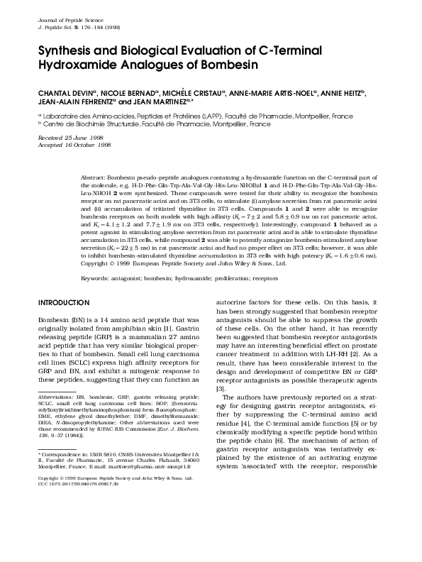 (PDF) Synthesis and biological evaluation of C-terminal hydroxamide ...