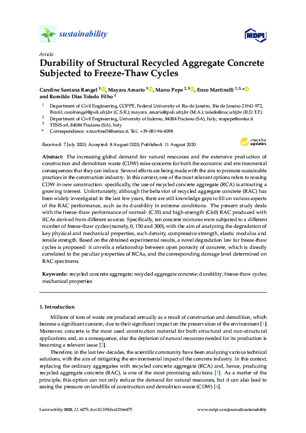 (PDF) Durability of Structural Recycled Aggregate Concrete Subjected to ...