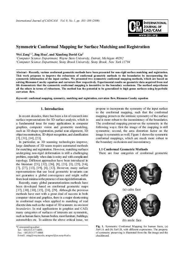 (PDF) Symmetric Conformal Mapping for Surface Matching and Registration