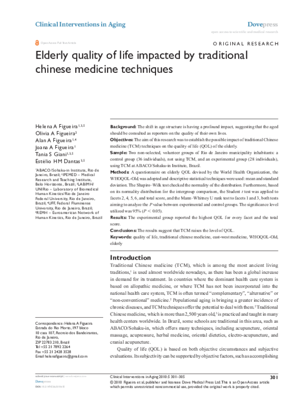 (PDF) Elderly quality of life impacted by traditional chinese medicine ...