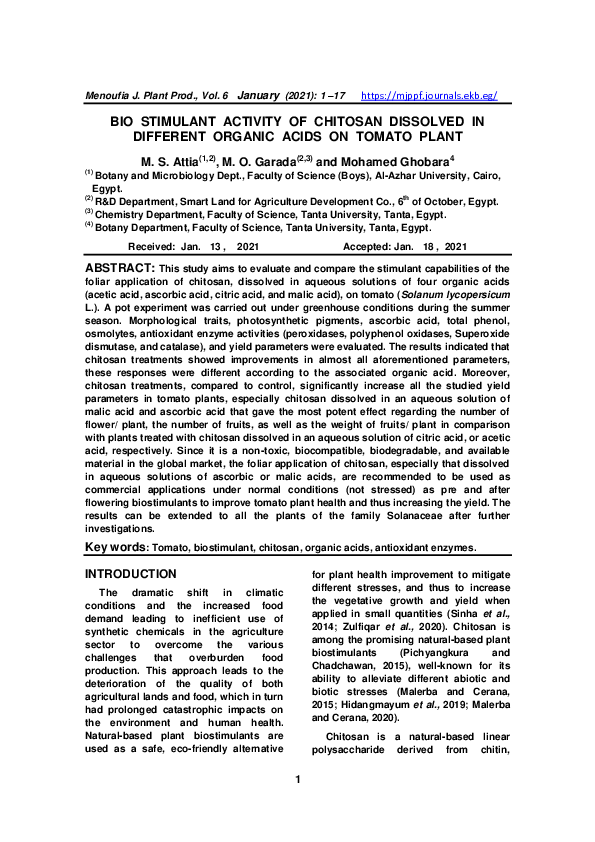 (PDF) Bio Stimulant Activity of Chitosan Dissolved in Different Organic ...