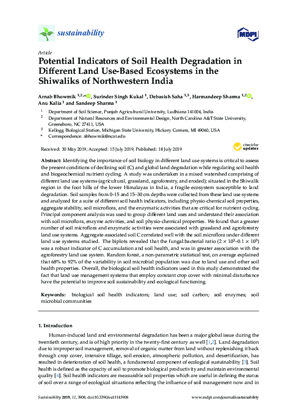 (PDF) Potential Indicators of Soil Health Degradation in Different Land ...