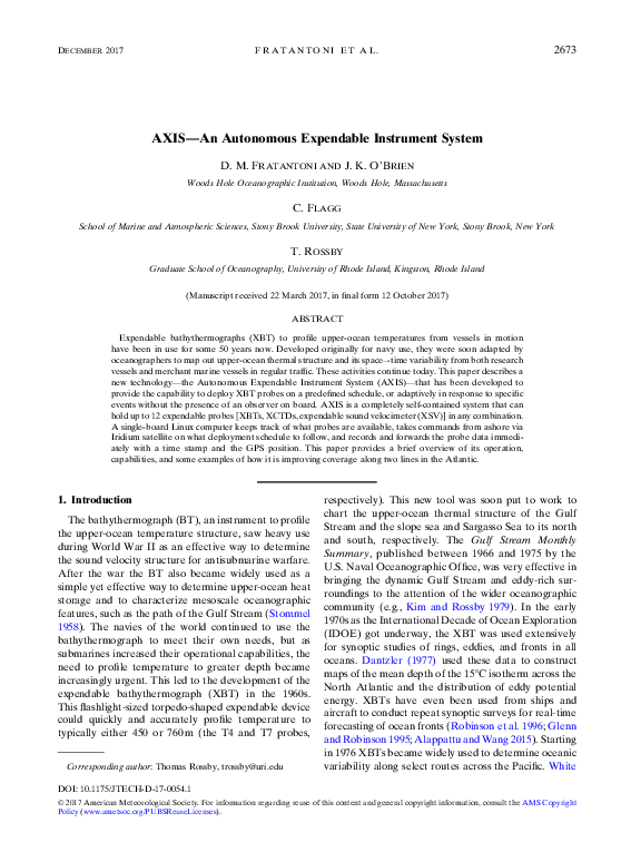 (PDF) AXIS—An Autonomous Expendable Instrument System