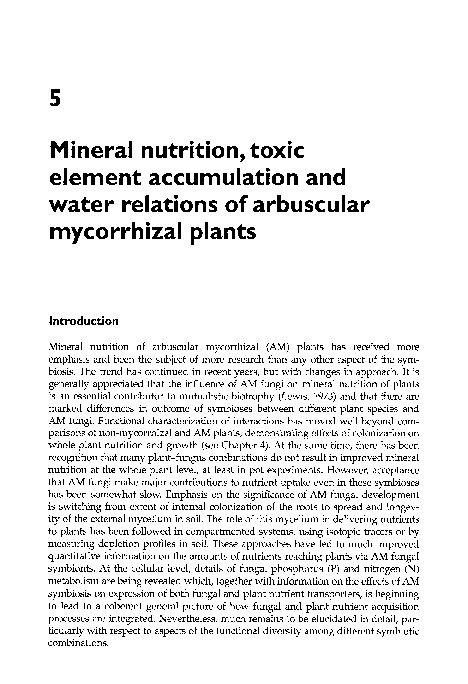 (PDF) Mineral nutrition, toxic element accumulation and water relations ...