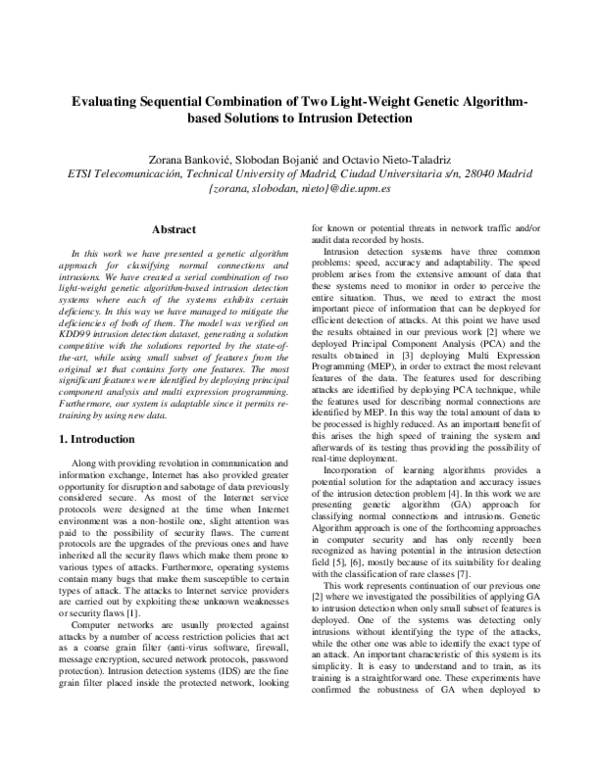 (PDF) Evaluating Sequential Combination of Two Light-Weight Genetic ...