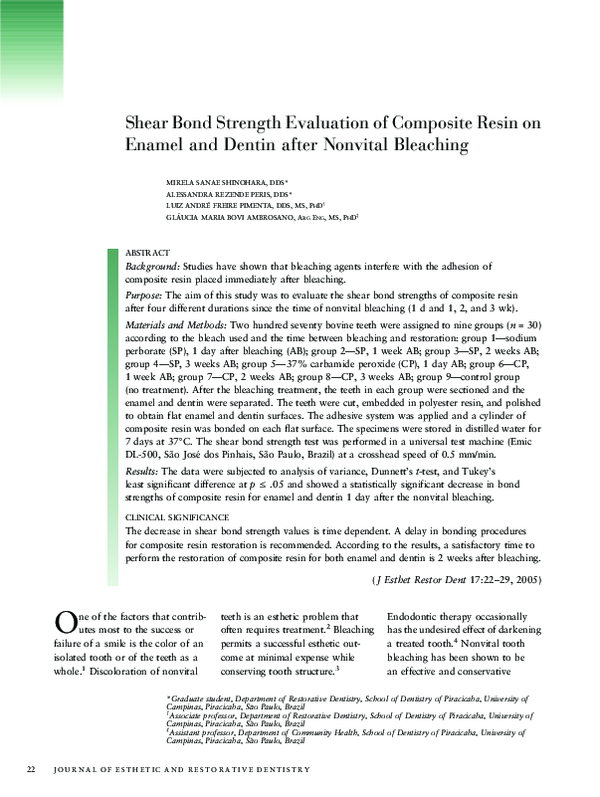 (PDF) Shear Bond Strength Evaluation of Composite Resin on Enamel and ...