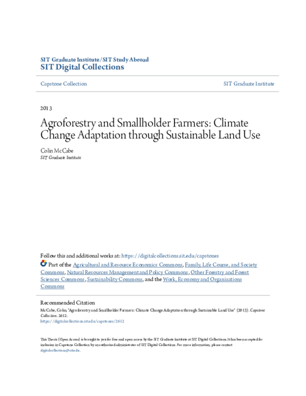 (PDF) Agroforestry and Smallholder Farmers: Climate Change Adaptation ...