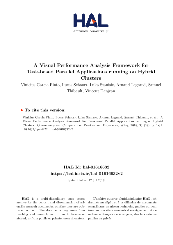 (PDF) A visual performance analysis framework for task-based parallel ...
