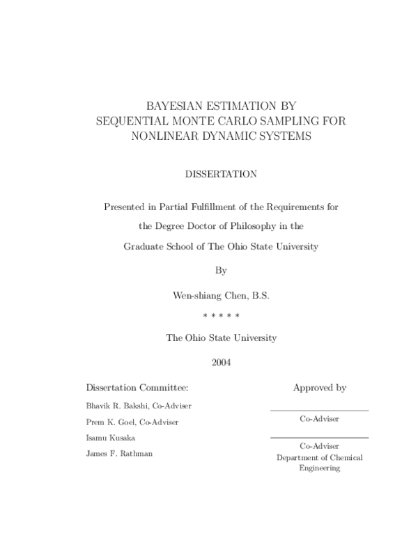 (PDF) Bayesian Estimation by Sequential Monte Carlo Sampling ...