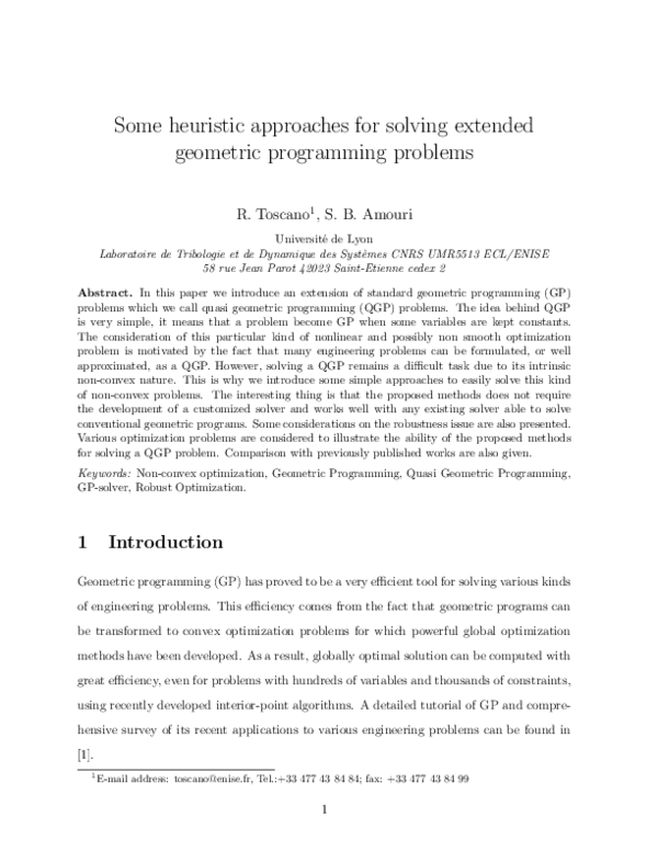 (PDF) Some heuristic approaches for solving extended geometric ...